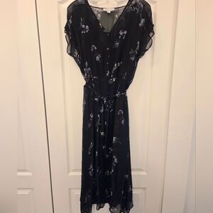 Amour Vert Black Maxi Dress with Lavender Floral Accents